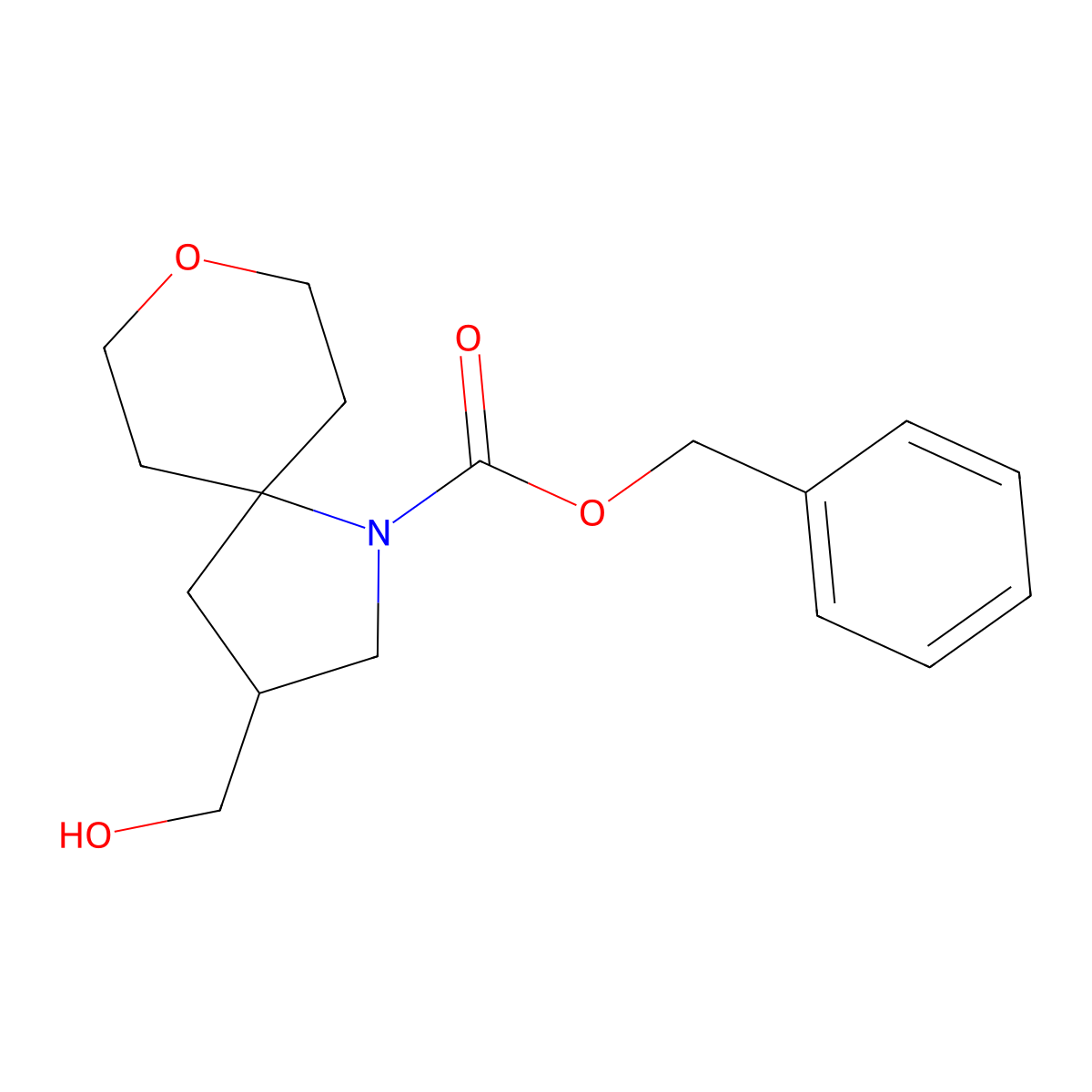 Benzyl 3-(hydroxymethyl)-8-oxa-1-azaspiro[4.5]decane-1-carboxylate molecular structure, CAS 2680889-24-9