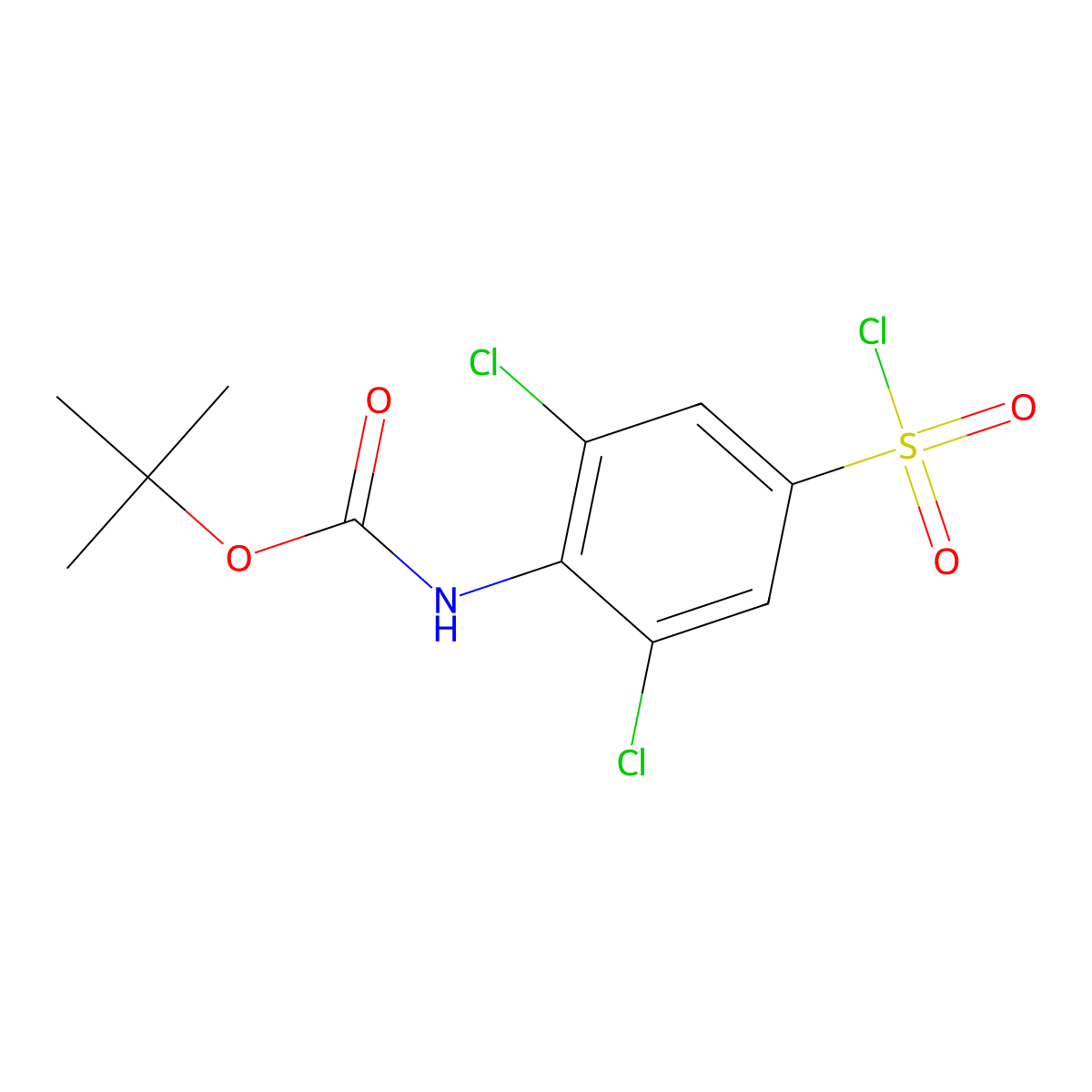 tert-butyl N-[2,6-dichloro-4-(chlorosulfonyl)phenyl]carbamate molecular structure, CAS 2680889-28-3