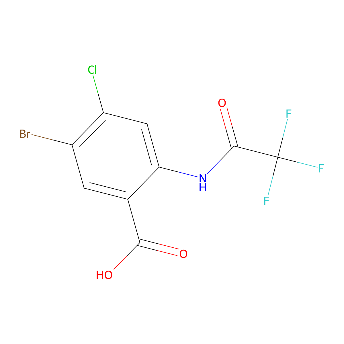 5-Bromo-4-chloro-2-(2,2,2-trifluoroacetamido)benzoic acid molecular structure, CAS 2680889-30-7