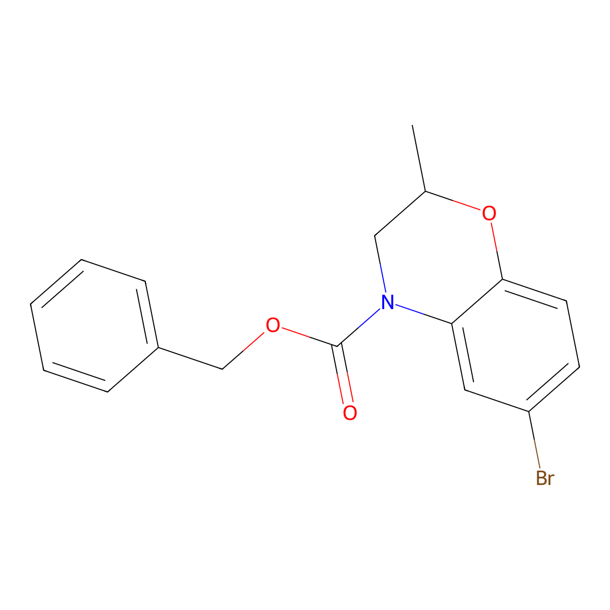 benzyl 6-bromo-2-methyl-3,4-dihydro-2H-1,4-benzoxazine-4-carboxylate molecular structure, CAS 2680889-38-5