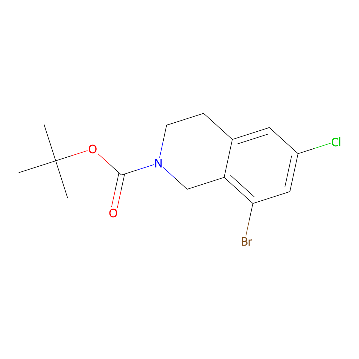 Tert-butyl 8-bromo-6-chloro-1,2,3,4-tetrahydroisoquinoline-2-carboxylate molecular structure, CAS 2680889-40-9