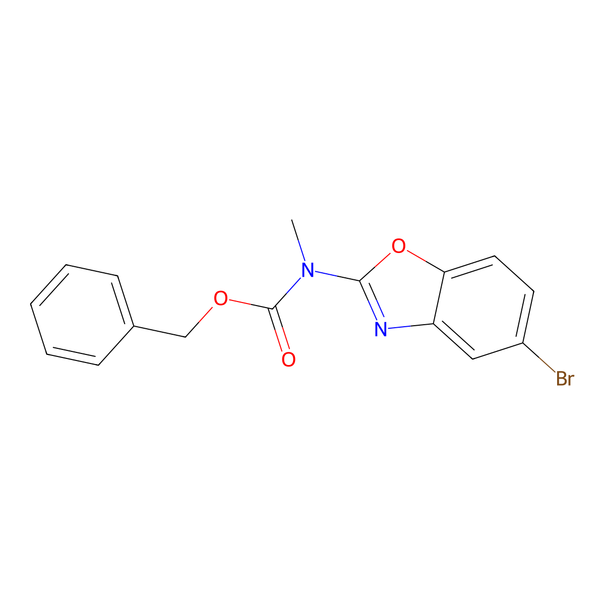 benzyl N-(5-bromo-1,3-benzoxazol-2-yl)-N-methylcarbamate molecular structure, CAS 2680889-41-0
