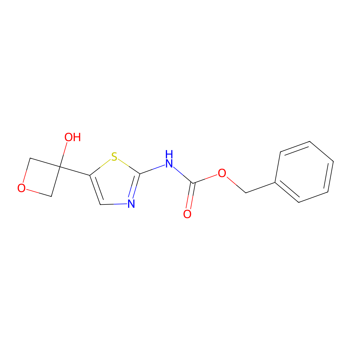 benzyl N-[5-(3-hydroxyoxetan-3-yl)-1,3-thiazol-2-yl]carbamate molecular structure, CAS 2680889-46-5