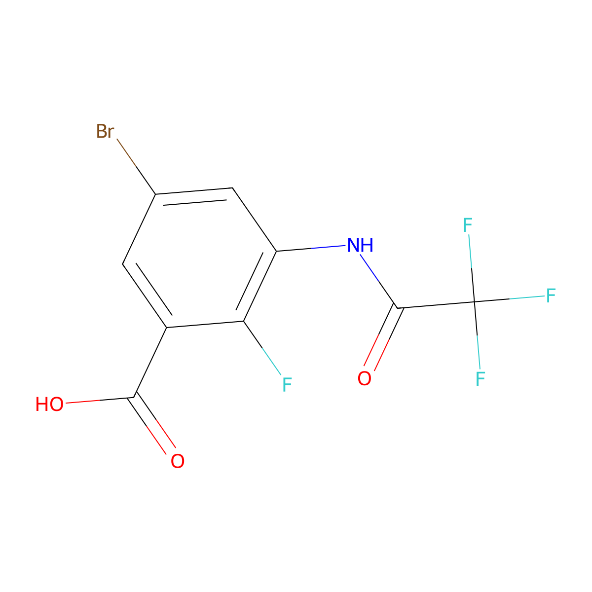 5-Bromo-2-fluoro-3-(2,2,2-trifluoroacetamido)benzoic acid molecular structure, CAS 2680889-49-8