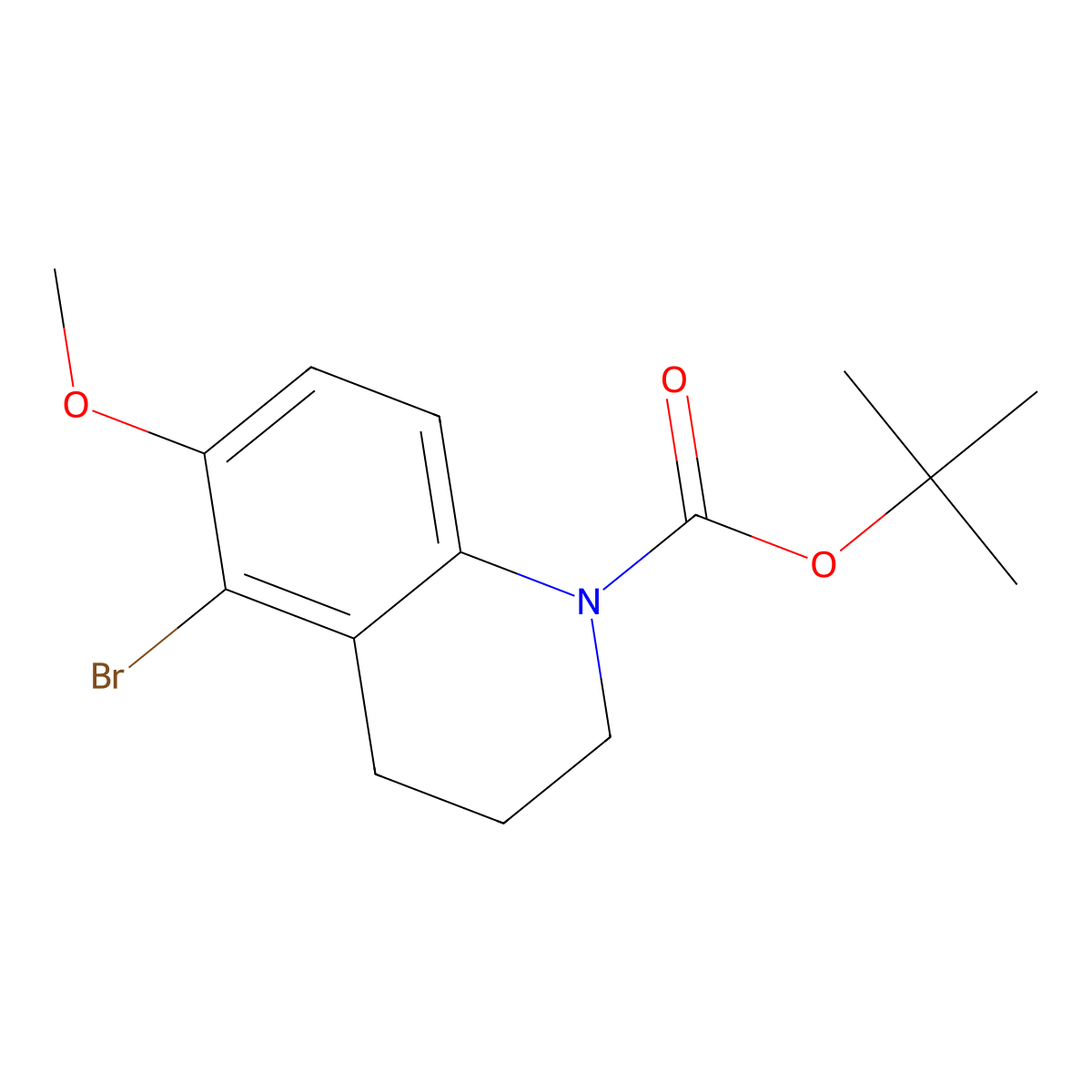 Tert-butyl 5-bromo-6-methoxy-1,2,3,4-tetrahydroquinoline-1-carboxylate molecular structure, CAS 2680889-50-1