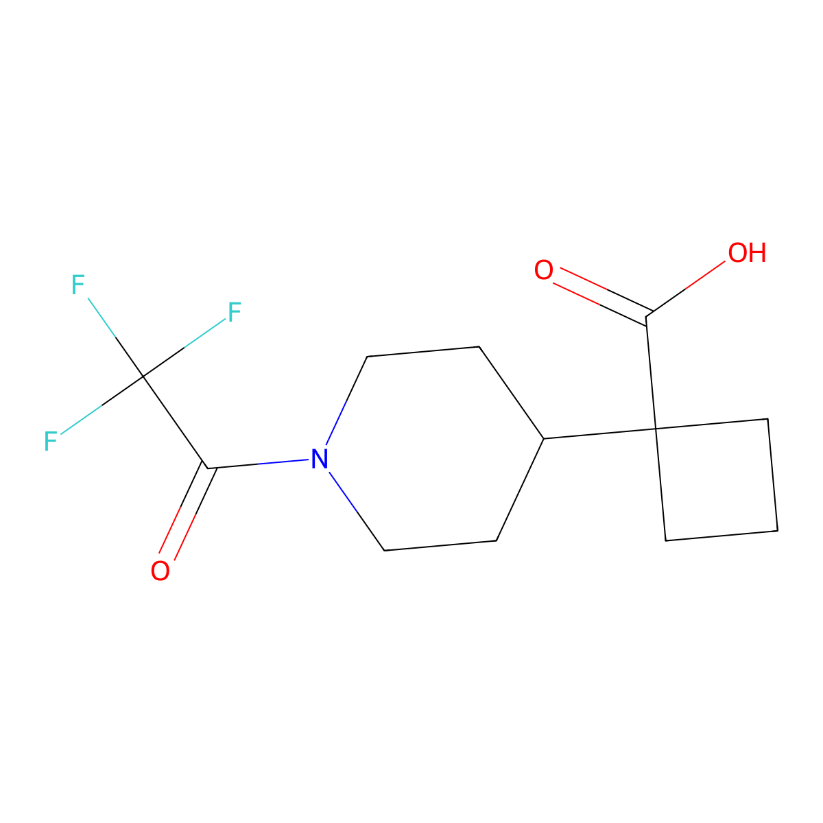 1-[1-(2,2,2-Trifluoroacetyl)piperidin-4-yl]cyclobutane-1-carboxylic acid molecular structure, CAS 2680889-51-2