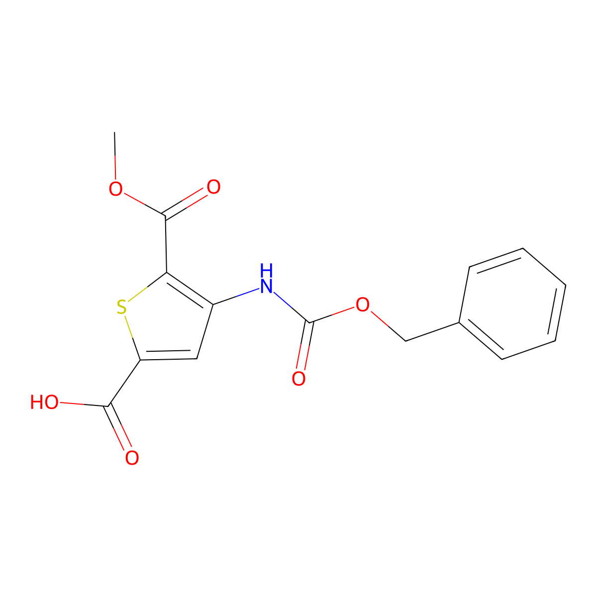 4-{[(Benzyloxy)carbonyl]amino}-5-(methoxycarbonyl)thiophene-2-carboxylic acid molecular structure, CAS 2680889-56-7
