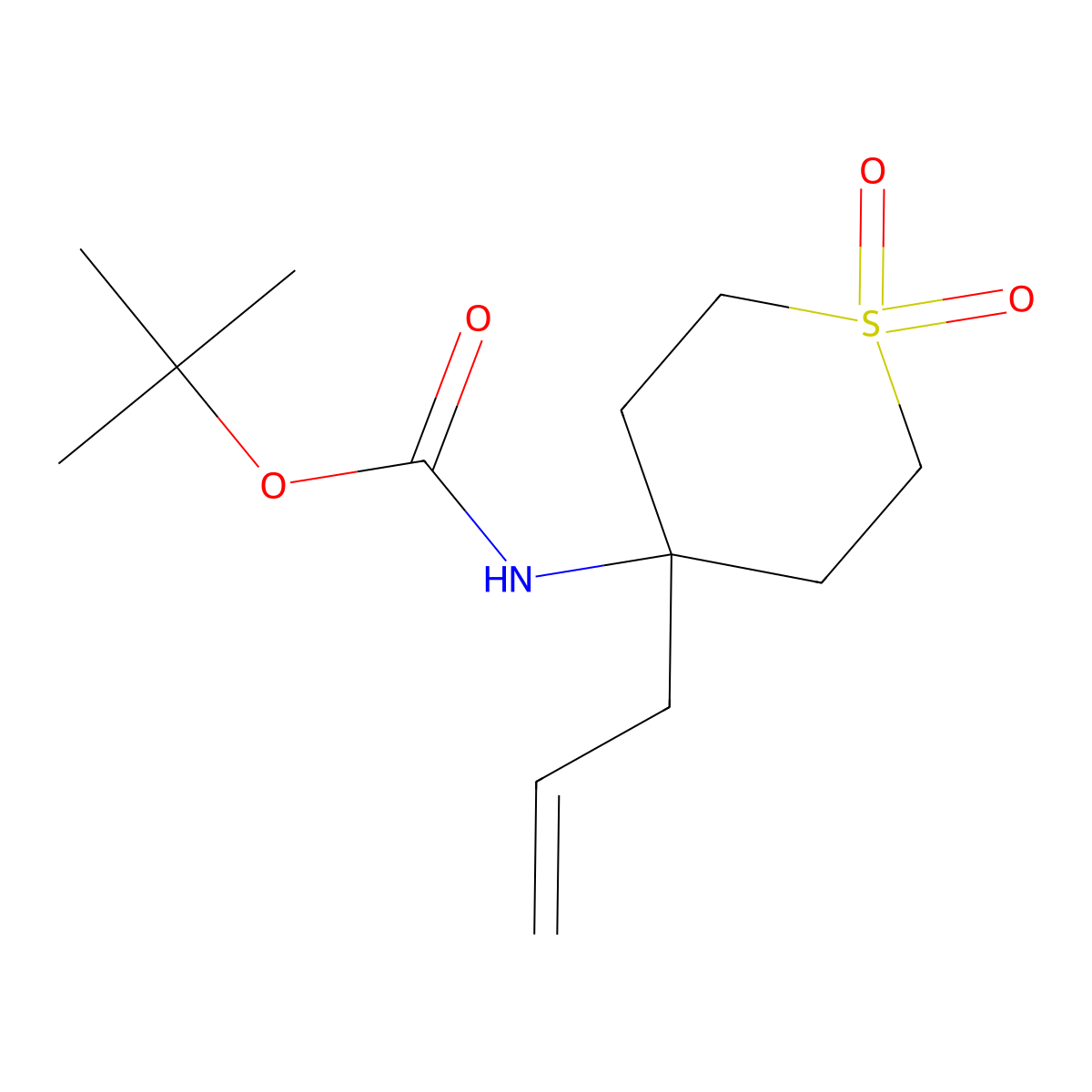 tert-butyl N-[1,1-dioxo-4-(prop-2-en-1-yl)-1lambda6-thian-4-yl]carbamate molecular structure, CAS 2680889-61-4