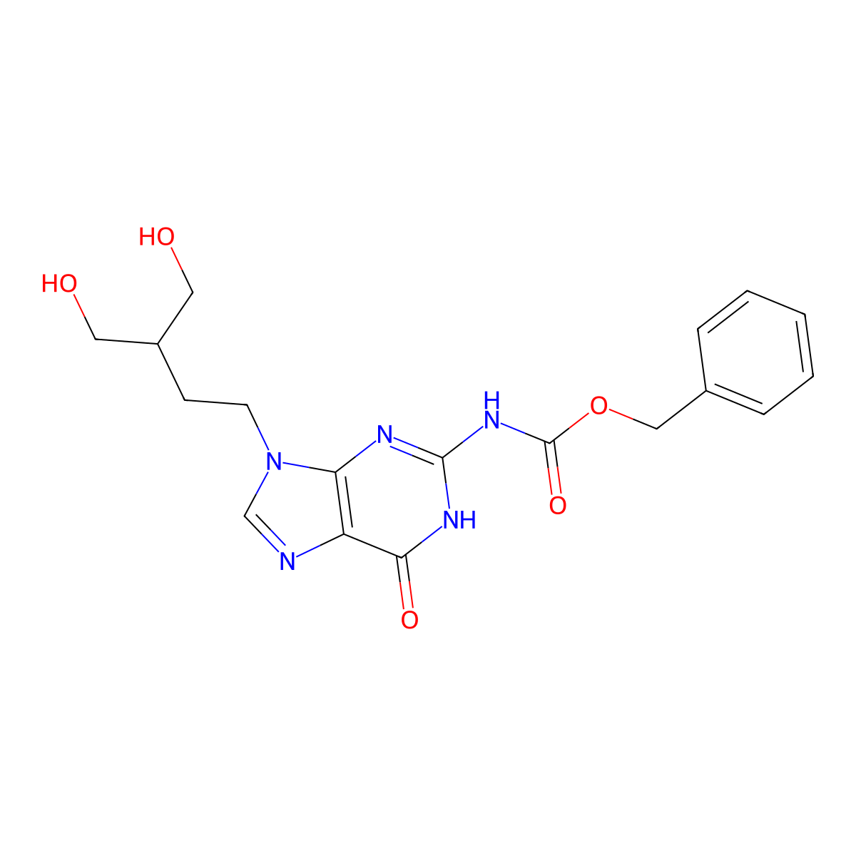 benzyl N-{9-[4-hydroxy-3-(hydroxymethyl)butyl]-6-oxo-6,9-dihydro-1H-purin-2-yl}carbamate molecular structure, CAS 2680889-79-4