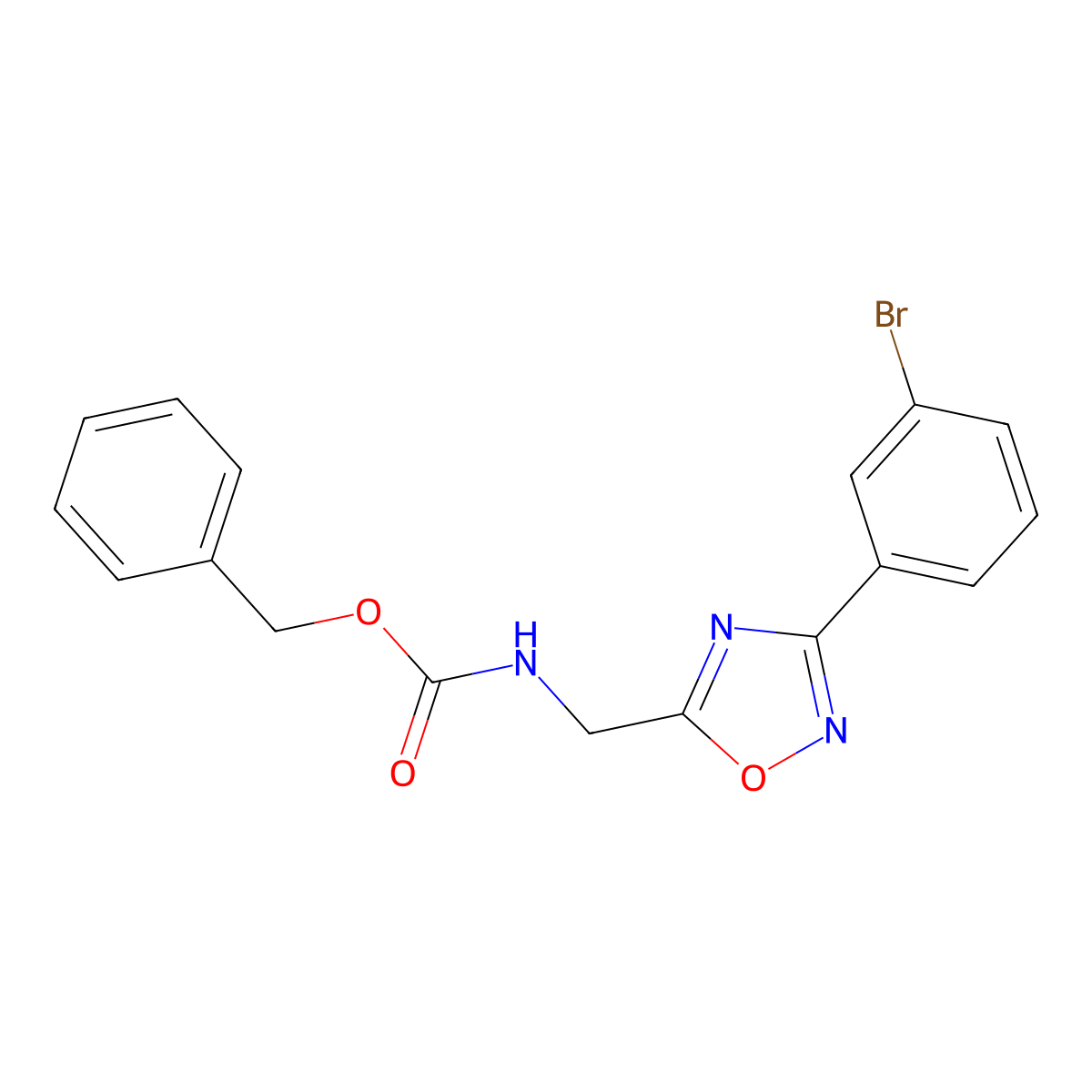 benzyl N-{[3-(3-bromophenyl)-1,2,4-oxadiazol-5-yl]methyl}carbamate molecular structure, CAS 2680889-80-7