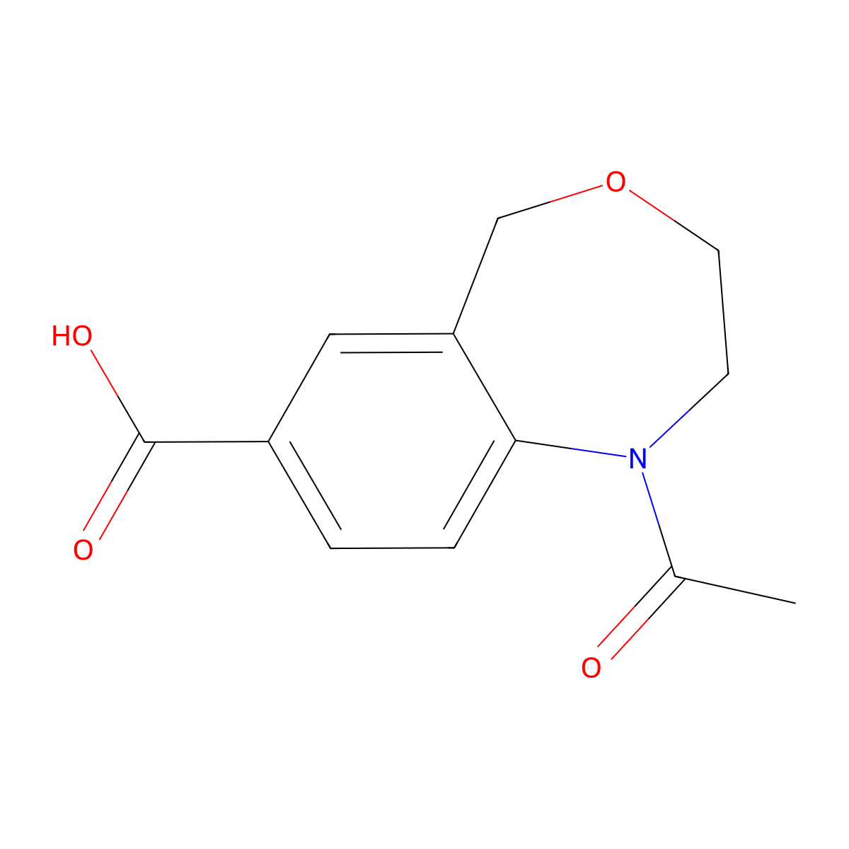 1-Acetyl-1,2,3,5-tetrahydro-4,1-benzoxazepine-7-carboxylic acid molecular structure, CAS 2680889-81-8
