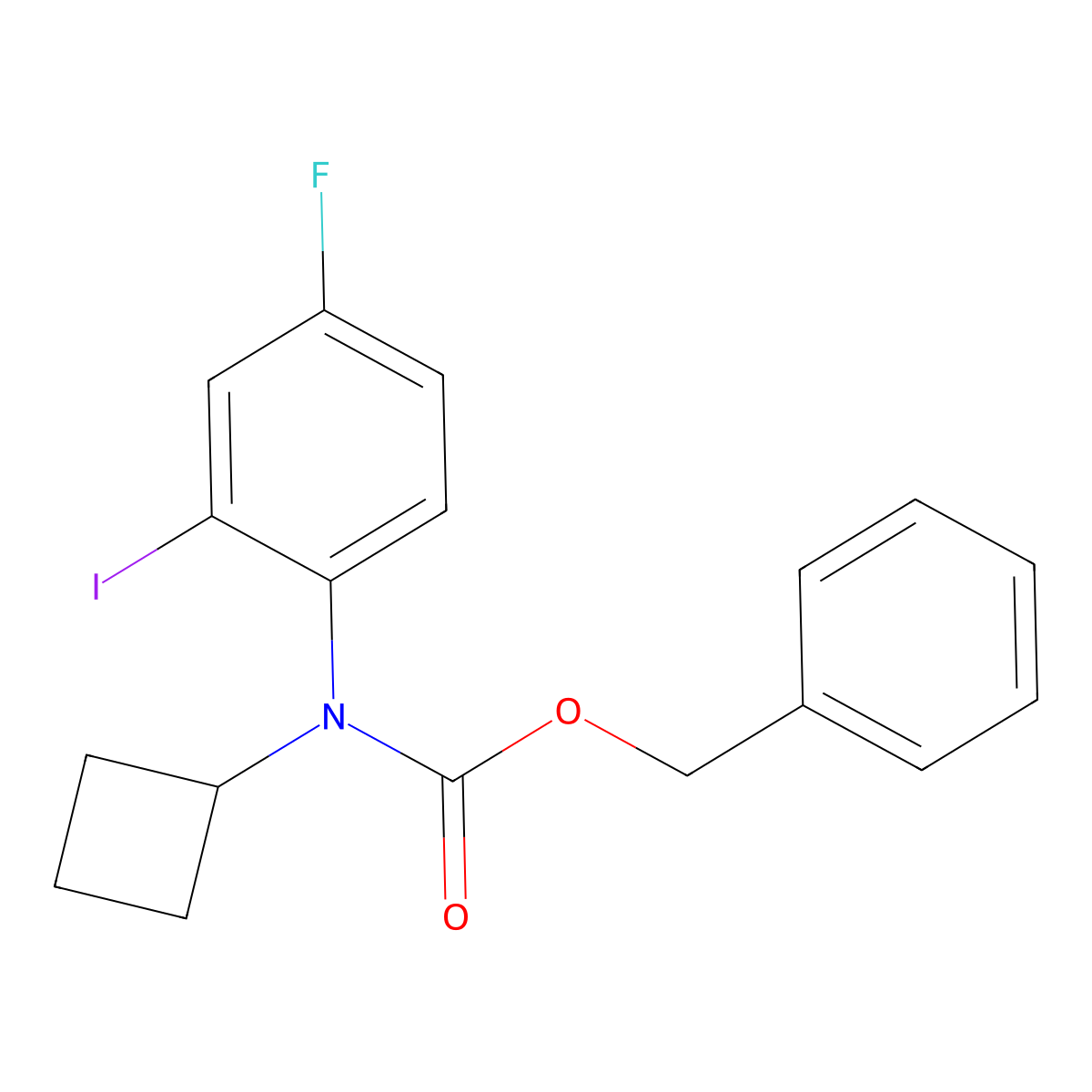 benzyl N-cyclobutyl-N-(4-fluoro-2-iodophenyl)carbamate molecular structure, CAS 2680889-86-3