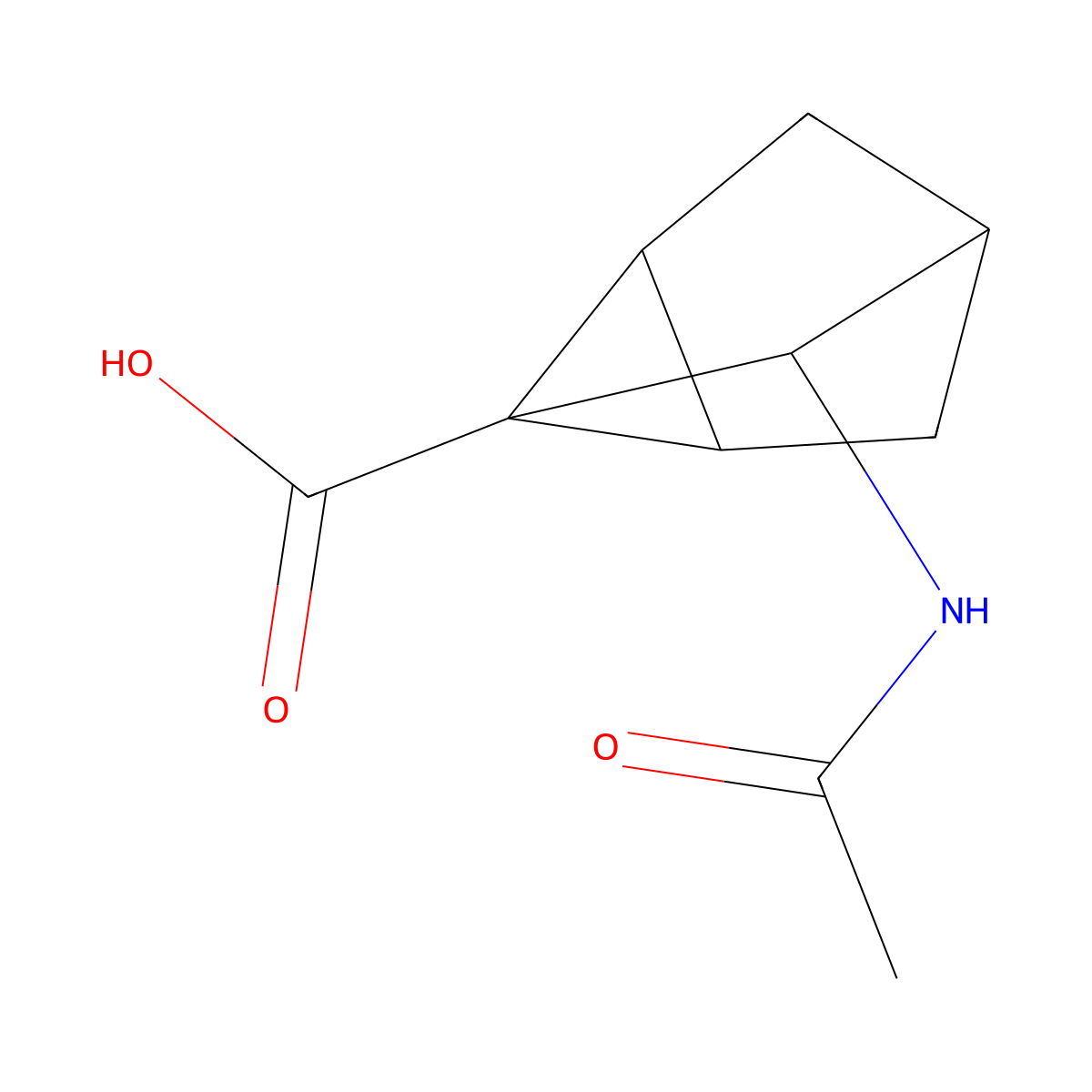 7-Acetamidotricyclo[2.2.1.0,2,6]heptane-1-carboxylic acid molecular structure, CAS 2680889-87-4