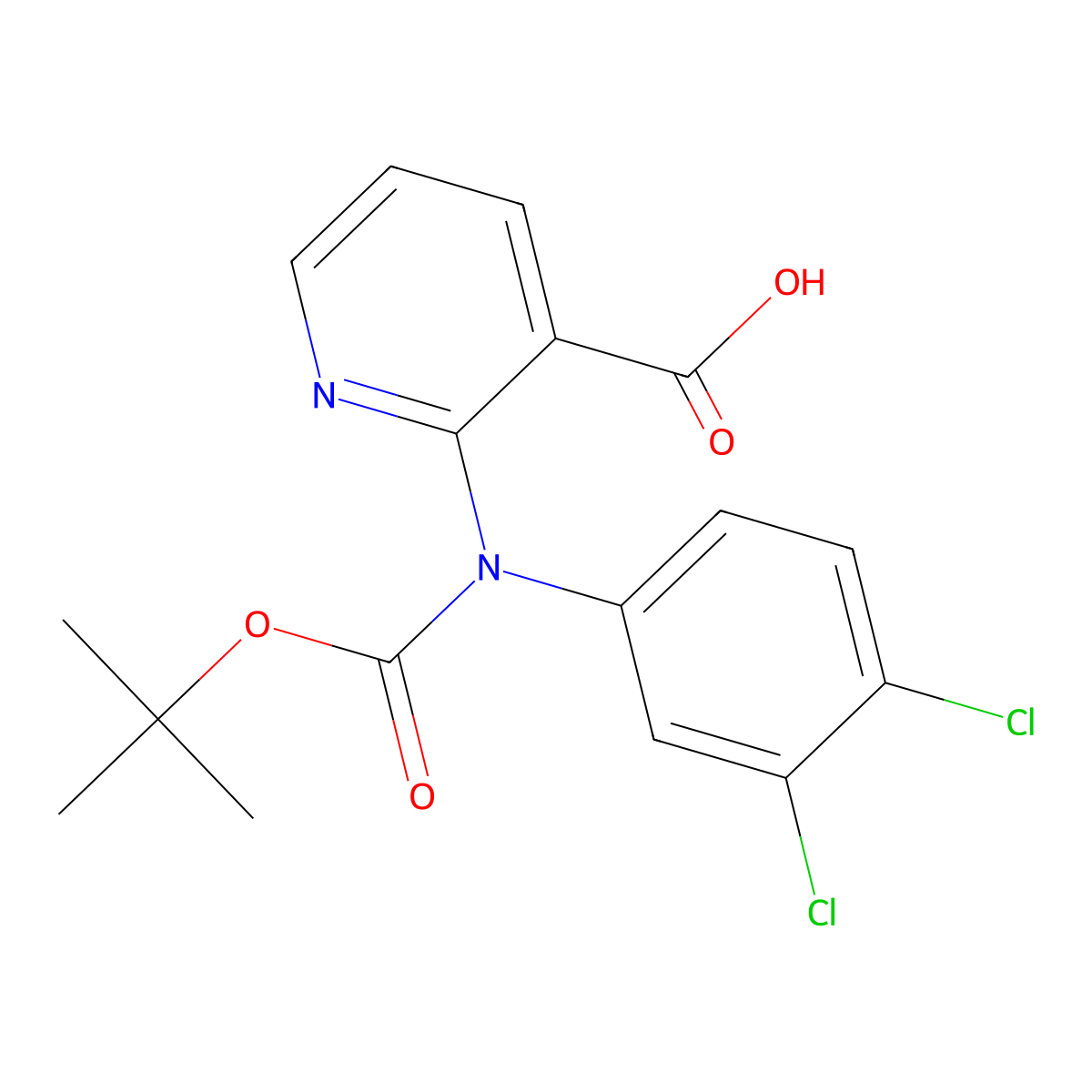 2-{[(Tert-butoxy)carbonyl](3,4-dichlorophenyl)amino}pyridine-3-carboxylic acid molecular structure, CAS 2680889-95-4