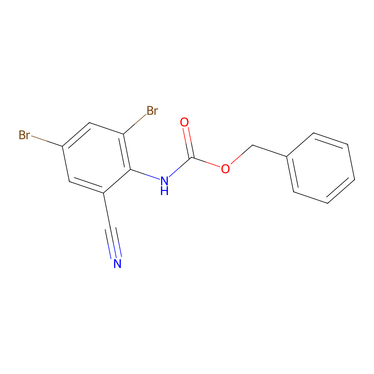 benzyl N-(2,4-dibromo-6-cyanophenyl)carbamate molecular structure, CAS 2680889-96-5