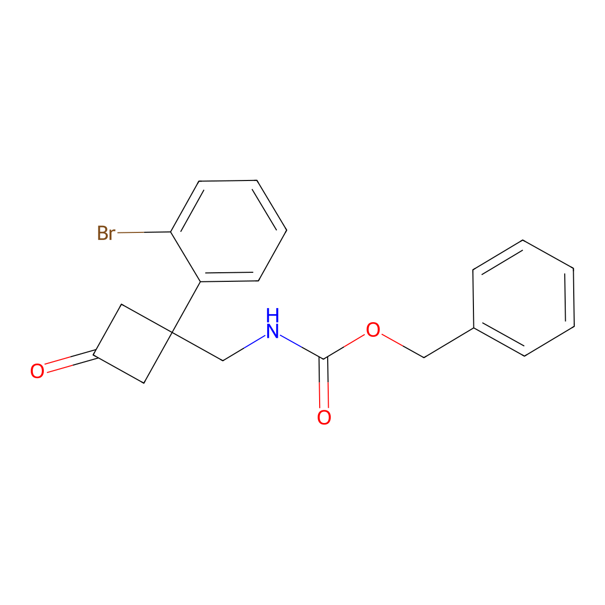 benzyl N-{[1-(2-bromophenyl)-3-oxocyclobutyl]methyl}carbamate molecular structure, CAS 2680889-97-6