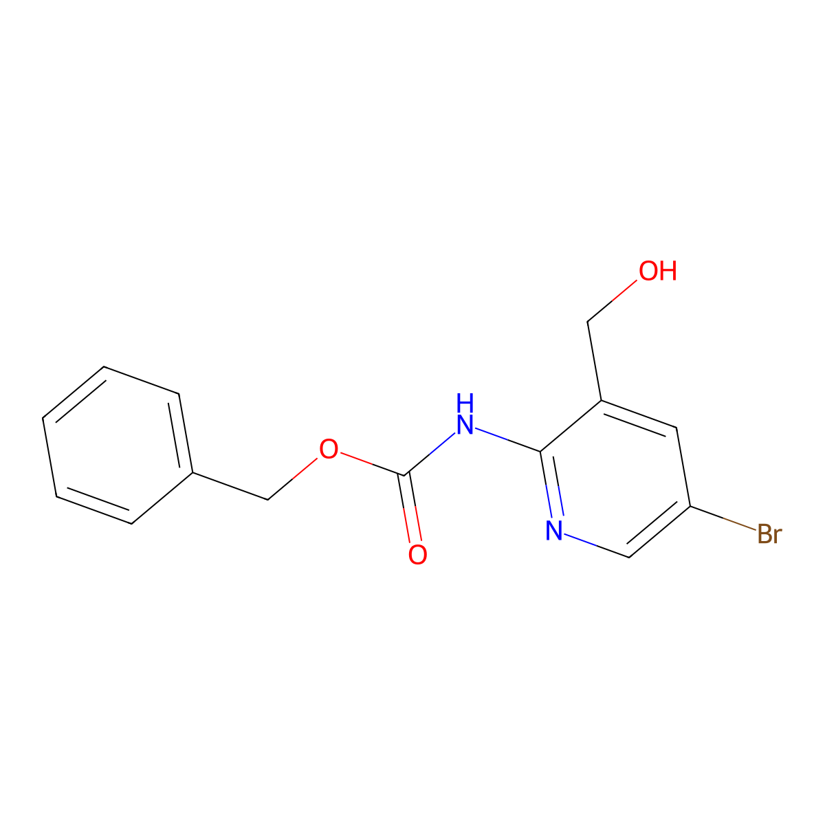 benzyl N-[5-bromo-3-(hydroxymethyl)pyridin-2-yl]carbamate molecular structure, CAS 2680890-06-4