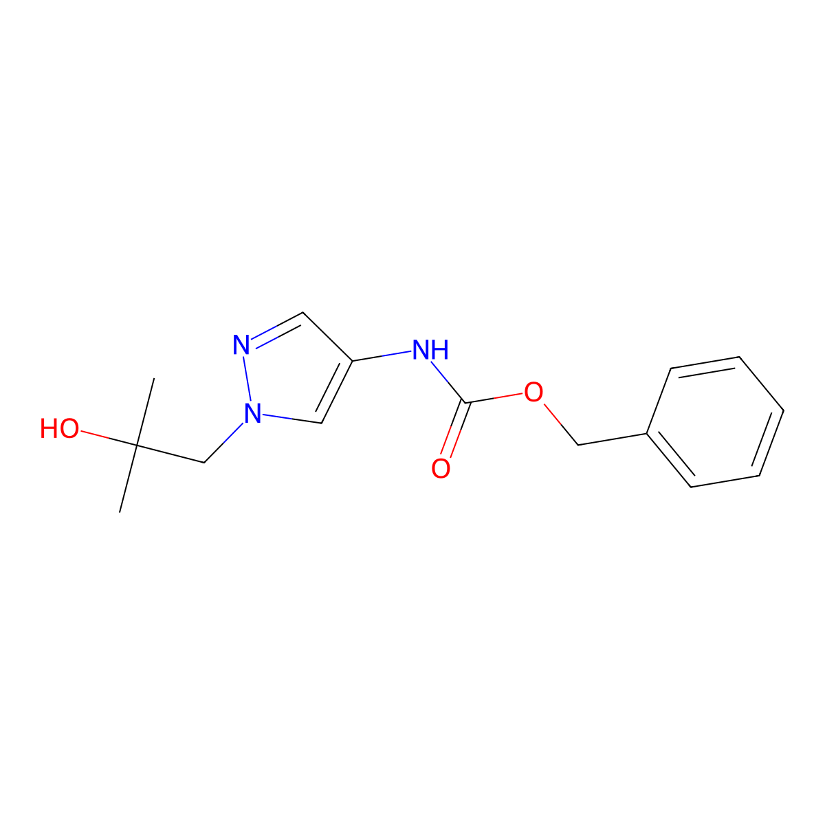 benzyl N-[1-(2-hydroxy-2-methylpropyl)-1H-pyrazol-4-yl]carbamate molecular structure, CAS 2680890-09-7