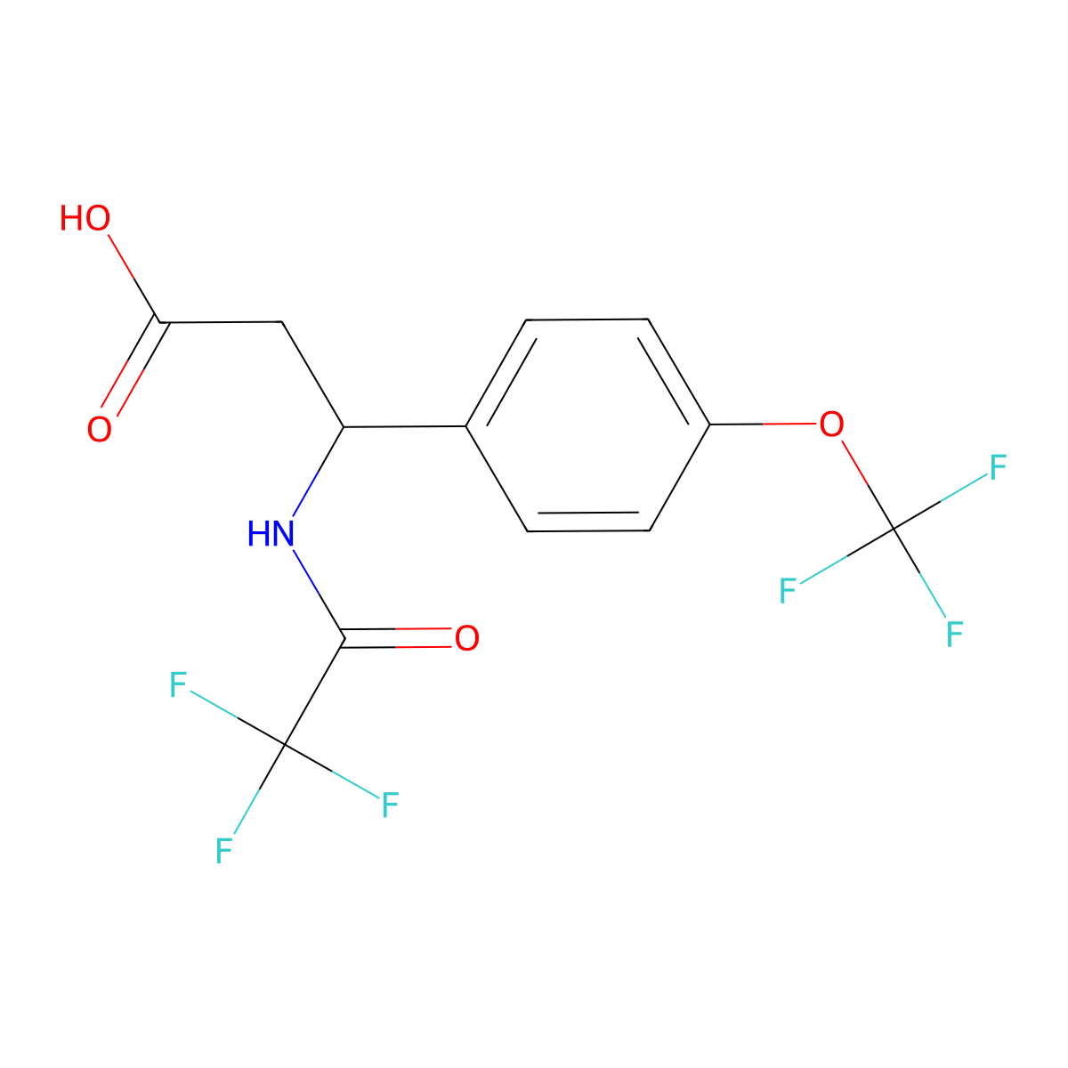 3-(2,2,2-Trifluoroacetamido)-3-[4-(trifluoromethoxy)phenyl]propanoic acid molecular structure, CAS 2680890-16-6