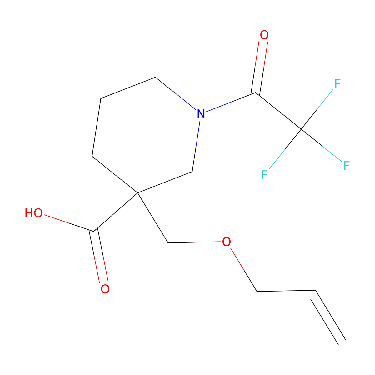 3-[(Prop-2-en-1-yloxy)methyl]-1-(2,2,2-trifluoroacetyl)piperidine-3-carboxylic acid molecular structure, CAS 2680890-18-8