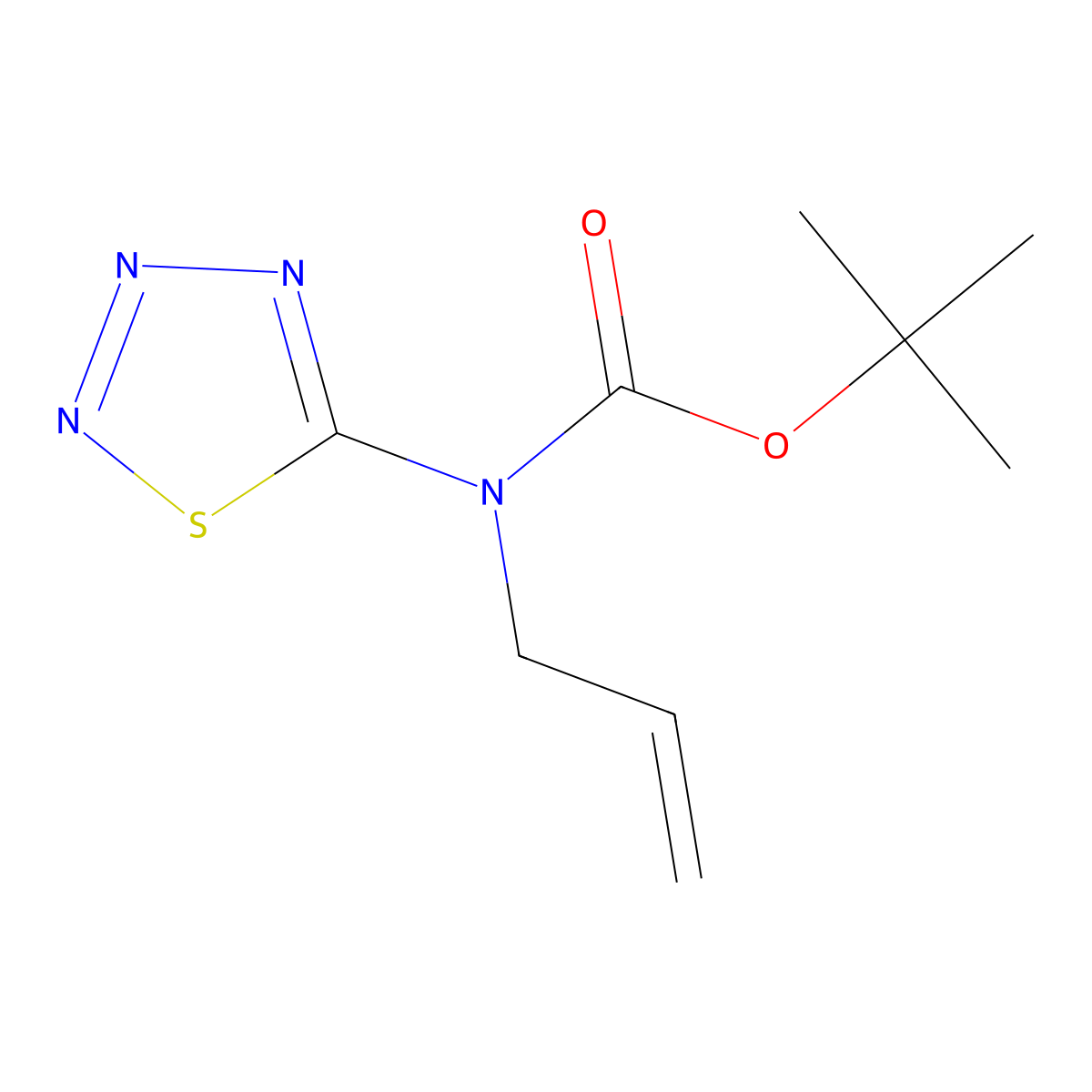 tert-butyl N-(prop-2-en-1-yl)-N-(1,2,3,4-thiatriazol-5-yl)carbamate molecular structure, CAS 2680890-19-9