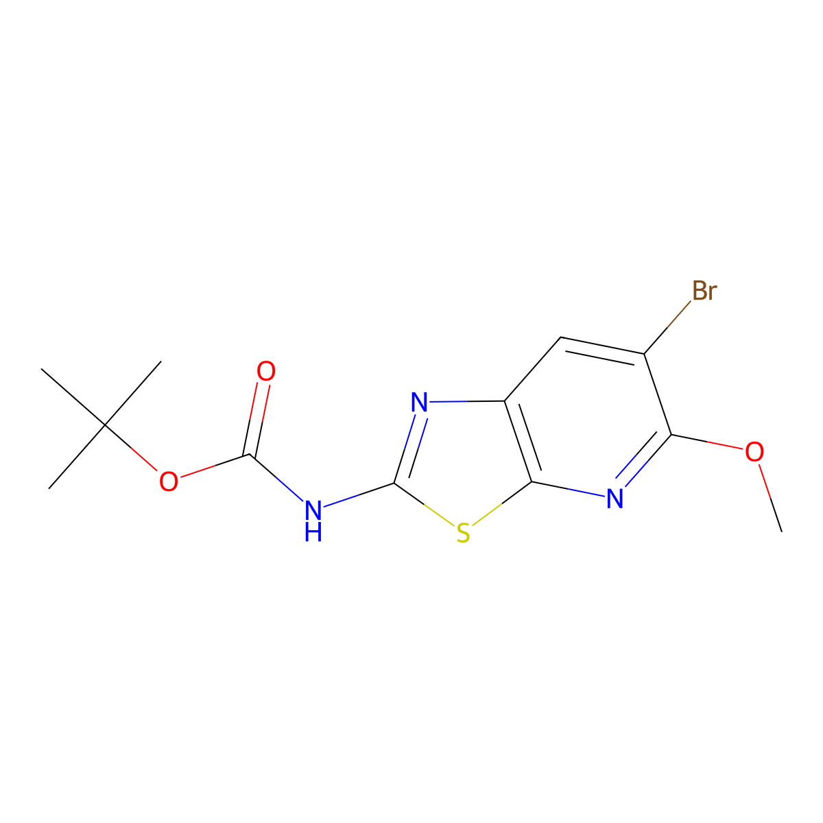 tert-butyl N-{6-bromo-5-methoxy-[1,3]thiazolo[5,4-b]pyridin-2-yl}carbamate molecular structure, CAS 2680890-25-7