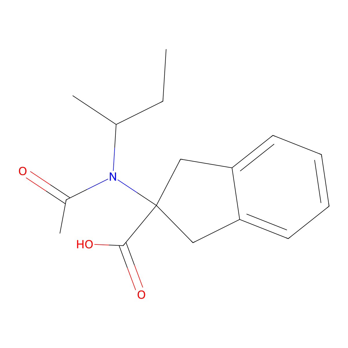2-[N-(butan-2-yl)acetamido]-2,3-dihydro-1H-indene-2-carboxylic acid molecular structure, CAS 2680890-27-9