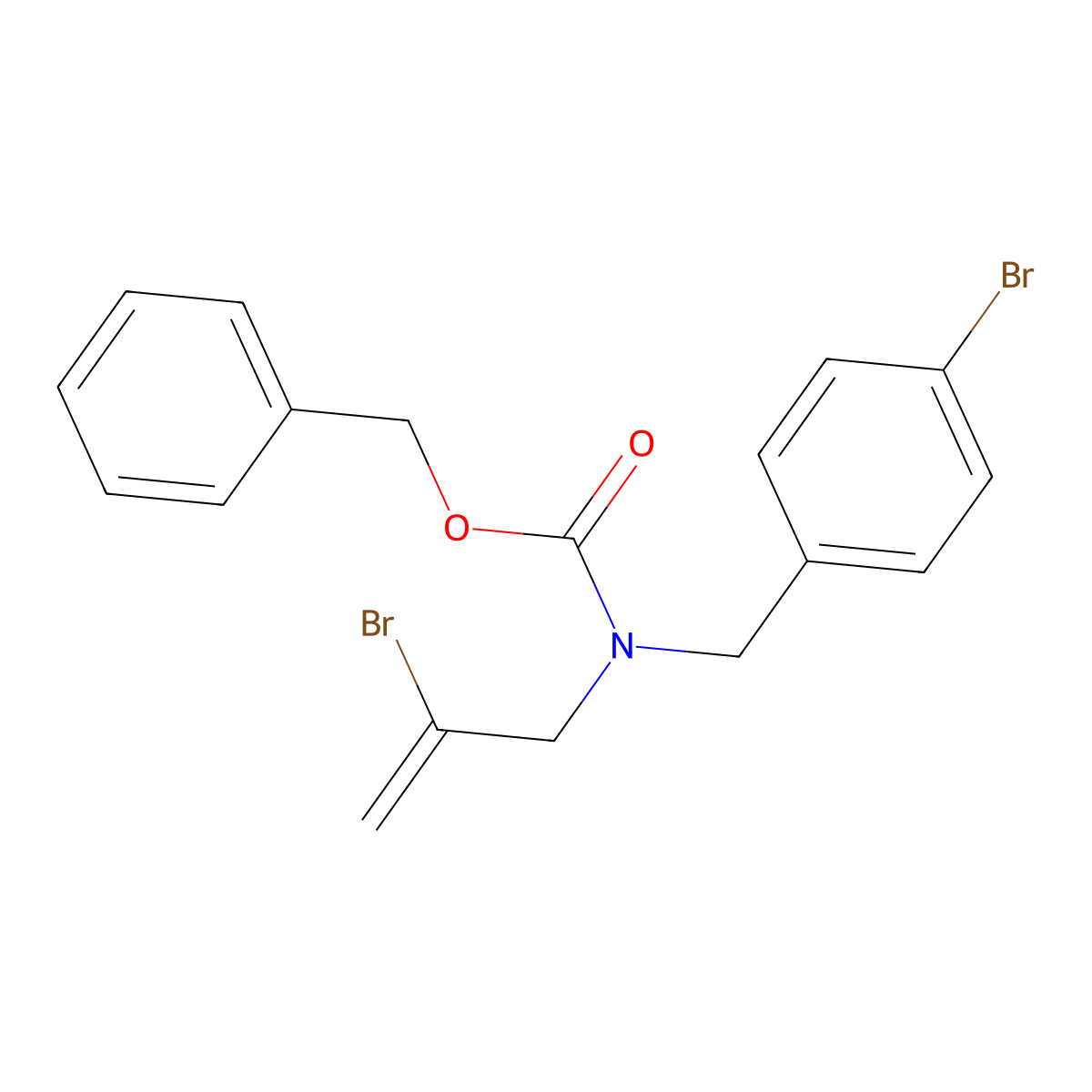 benzyl N-[(4-bromophenyl)methyl]-N-(2-bromoprop-2-en-1-yl)carbamate molecular structure, CAS 2680890-32-6