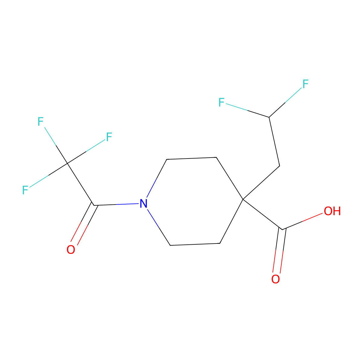 4-(2,2-Difluoroethyl)-1-(2,2,2-trifluoroacetyl)piperidine-4-carboxylic acid molecular structure, CAS 2680890-35-9