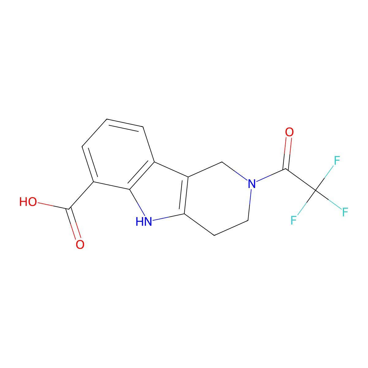 2-(2,2,2-trifluoroacetyl)-1H,2H,3H,4H,5H-pyrido[4,3-b]indole-6-carboxylic acid molecular structure, CAS 2680890-43-9