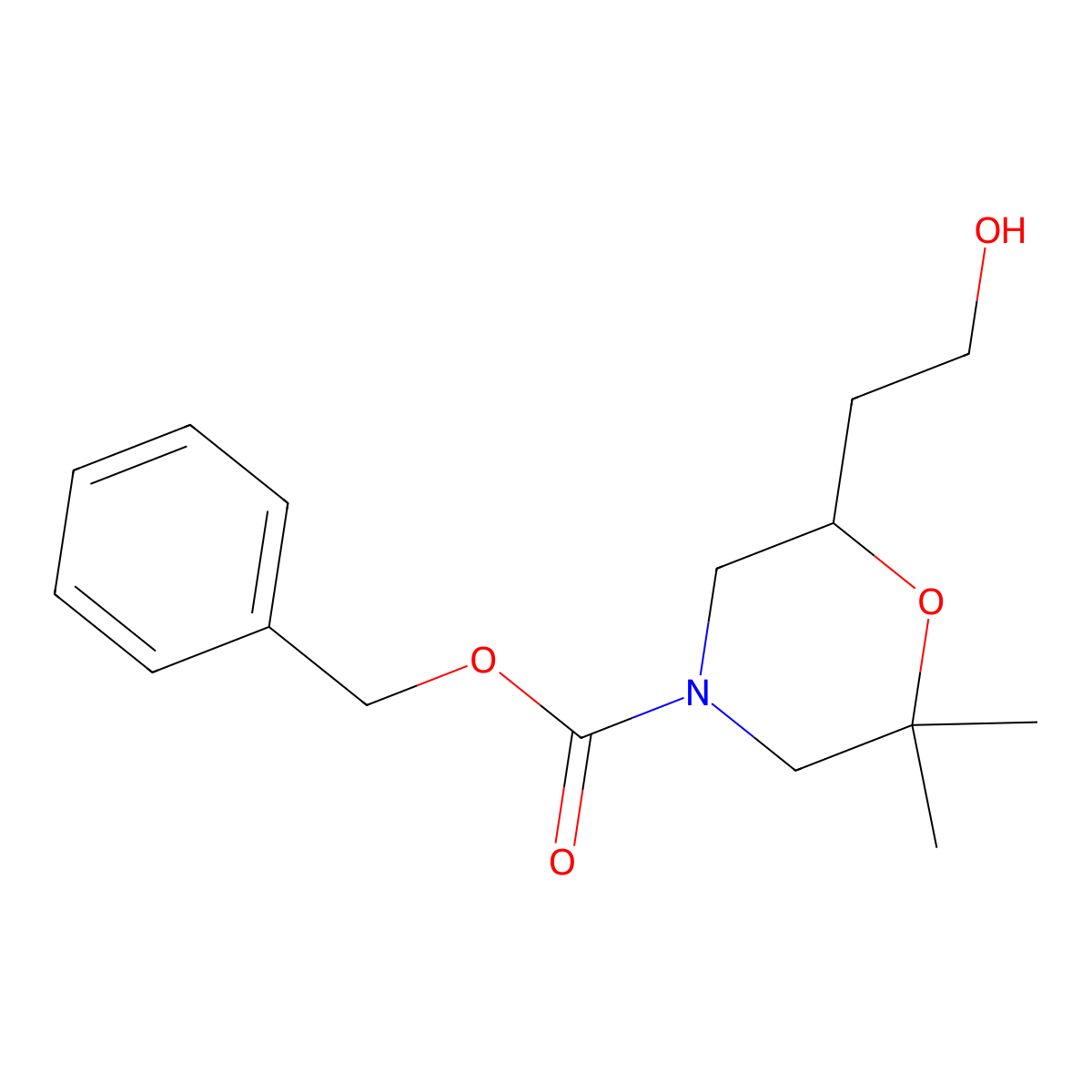 Benzyl 6-(2-hydroxyethyl)-2,2-dimethylmorpholine-4-carboxylate molecular structure, CAS 2680890-48-4
