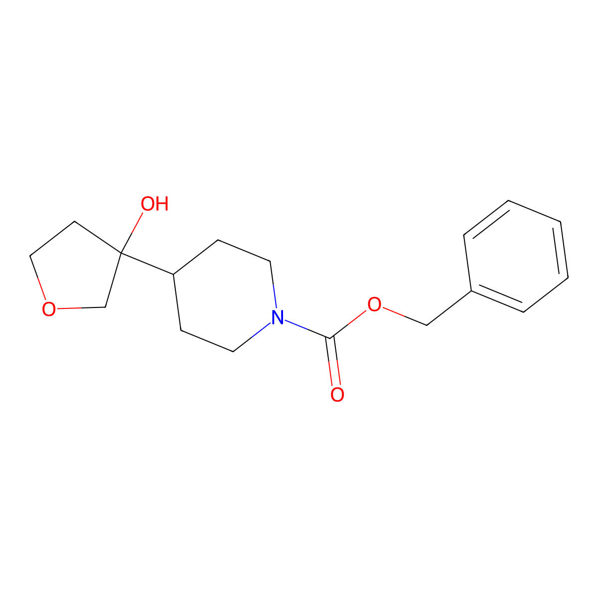 Benzyl 4-(3-hydroxyoxolan-3-yl)piperidine-1-carboxylate molecular structure, CAS 2680890-55-3
