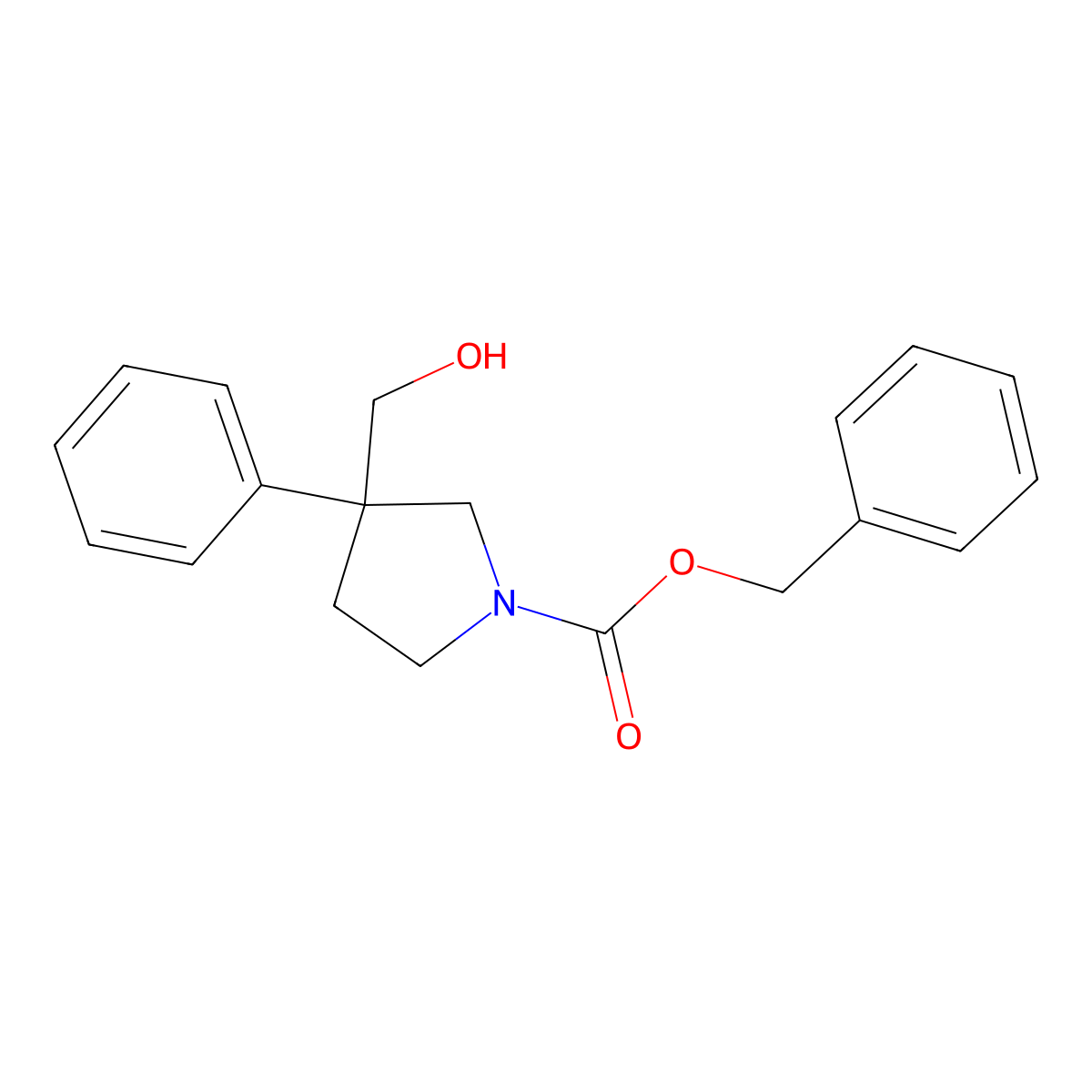 Benzyl 3-(hydroxymethyl)-3-phenylpyrrolidine-1-carboxylate molecular structure, CAS 2680890-58-6