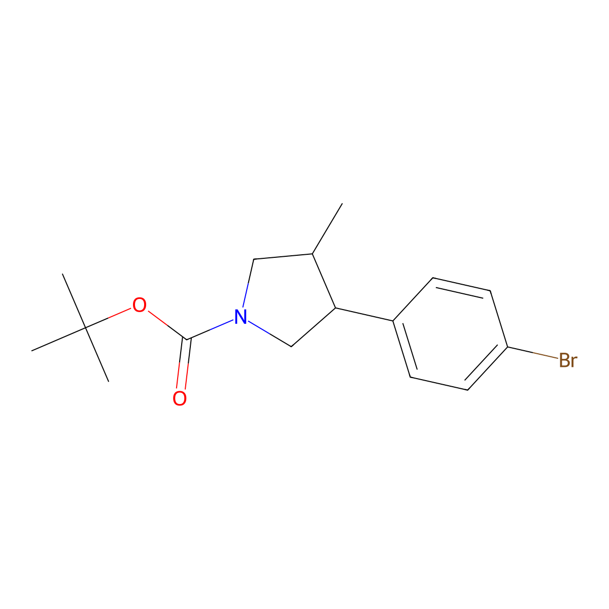 Tert-butyl 3-(4-bromophenyl)-4-methylpyrrolidine-1-carboxylate molecular structure, CAS 2680890-70-2