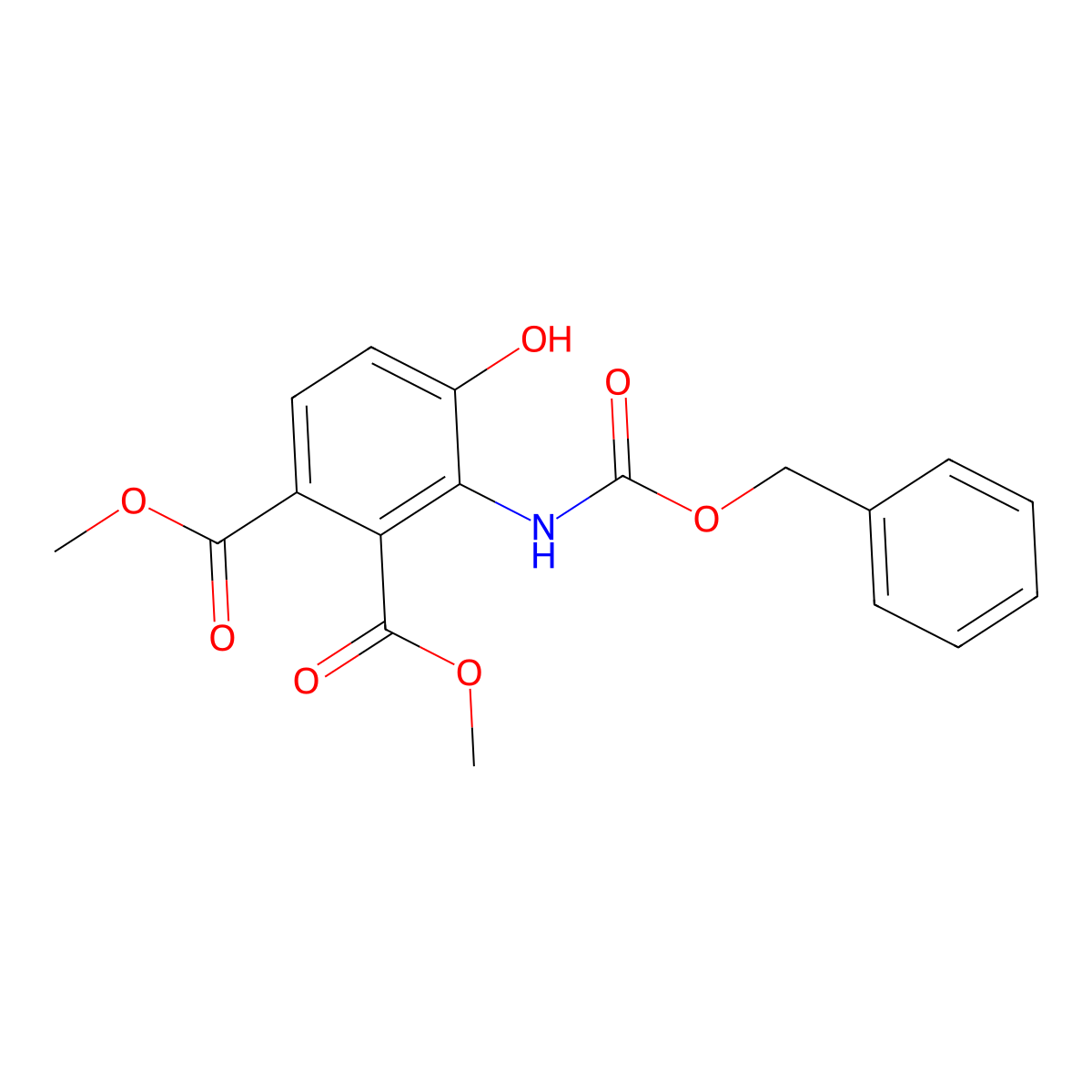 1,2-Dimethyl 3-{[(benzyloxy)carbonyl]amino}-4-hydroxybenzene-1,2-dicarboxylate molecular structure, CAS 2680890-77-9