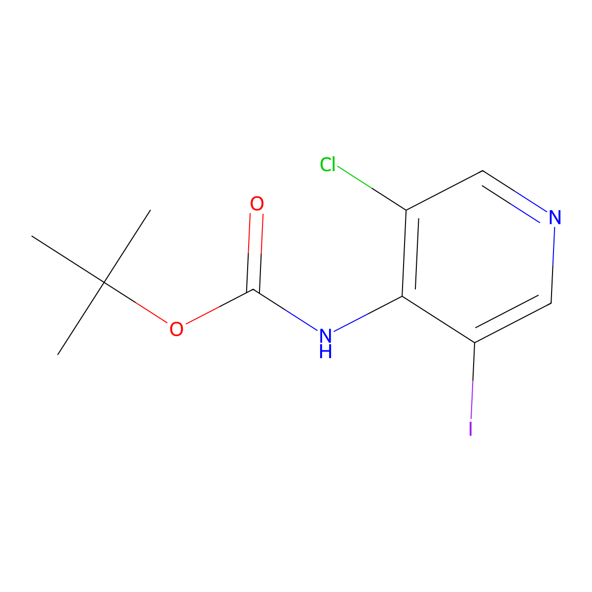 tert-butyl N-(3-chloro-5-iodopyridin-4-yl)carbamate molecular structure, CAS 2680890-79-1