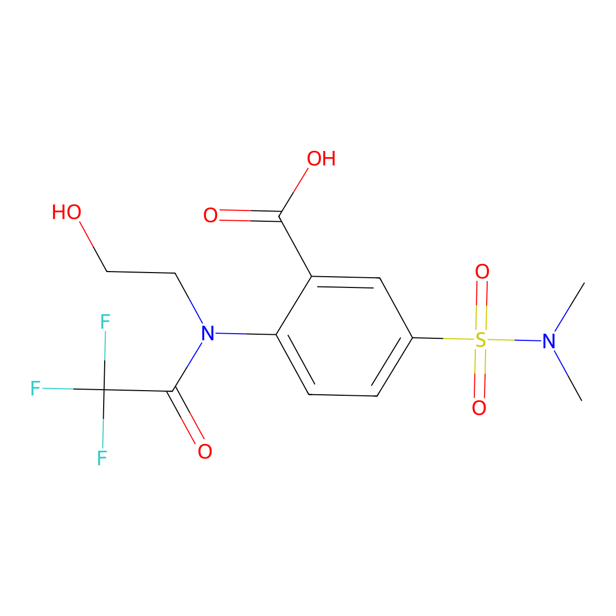 5-(dimethylsulfamoyl)-2-[2,2,2-trifluoro-N-(2-hydroxyethyl)acetamido]benzoic acid molecular structure, CAS 2680890-80-4