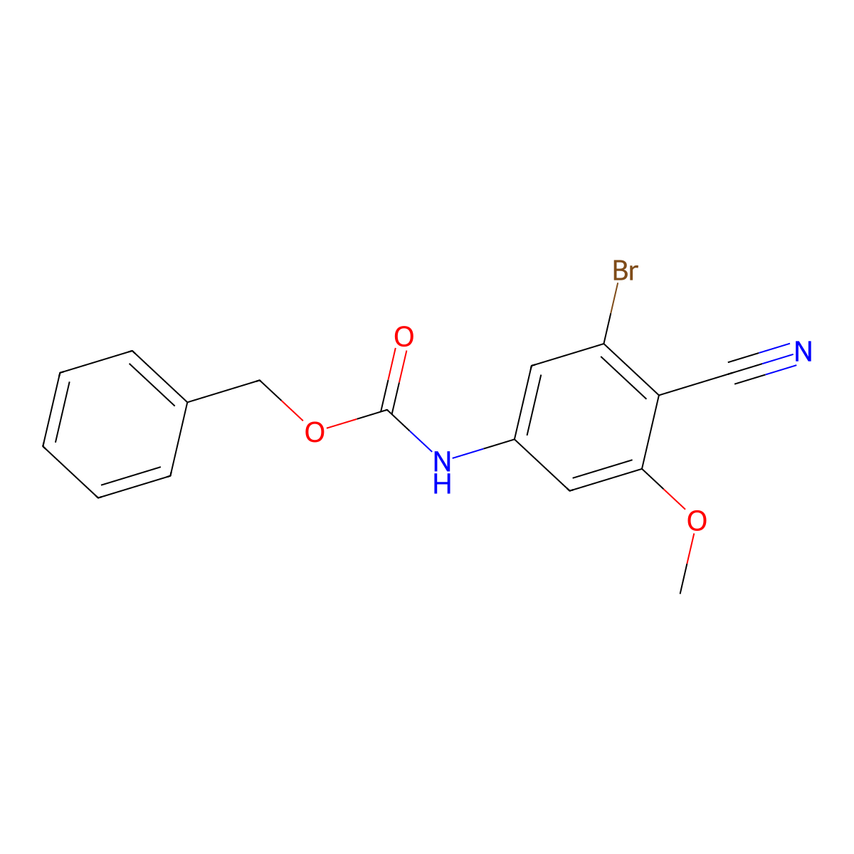 benzyl N-(3-bromo-4-cyano-5-methoxyphenyl)carbamate molecular structure, CAS 2680890-88-2