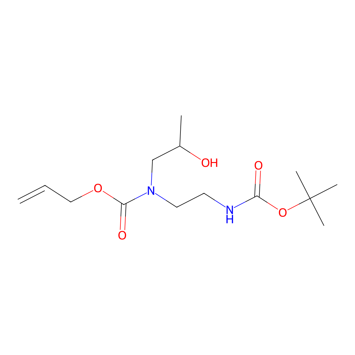 prop-2-en-1-yl N-(2-{[(tert-butoxy)carbonyl]amino}ethyl)-N-(2-hydroxypropyl)carbamate molecular structure, CAS 2680890-93-9