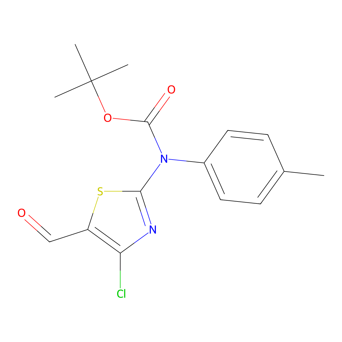 tert-butyl N-(4-chloro-5-formyl-1,3-thiazol-2-yl)-N-(4-methylphenyl)carbamate molecular structure, CAS 2680890-95-1