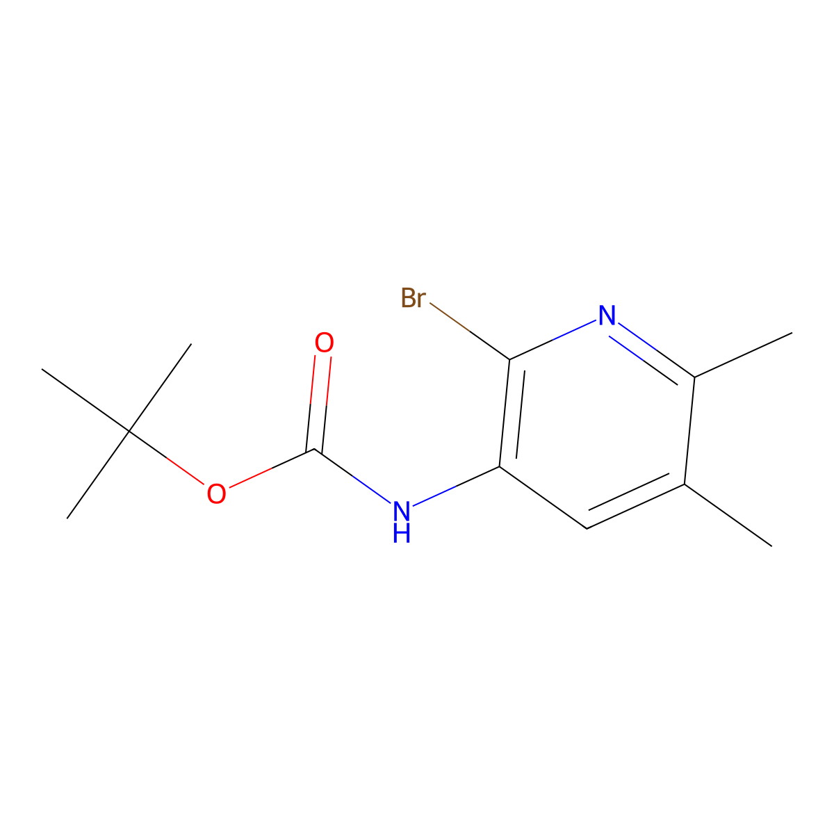 tert-butyl N-(2-bromo-5,6-dimethylpyridin-3-yl)carbamate molecular structure, CAS 2680890-96-2