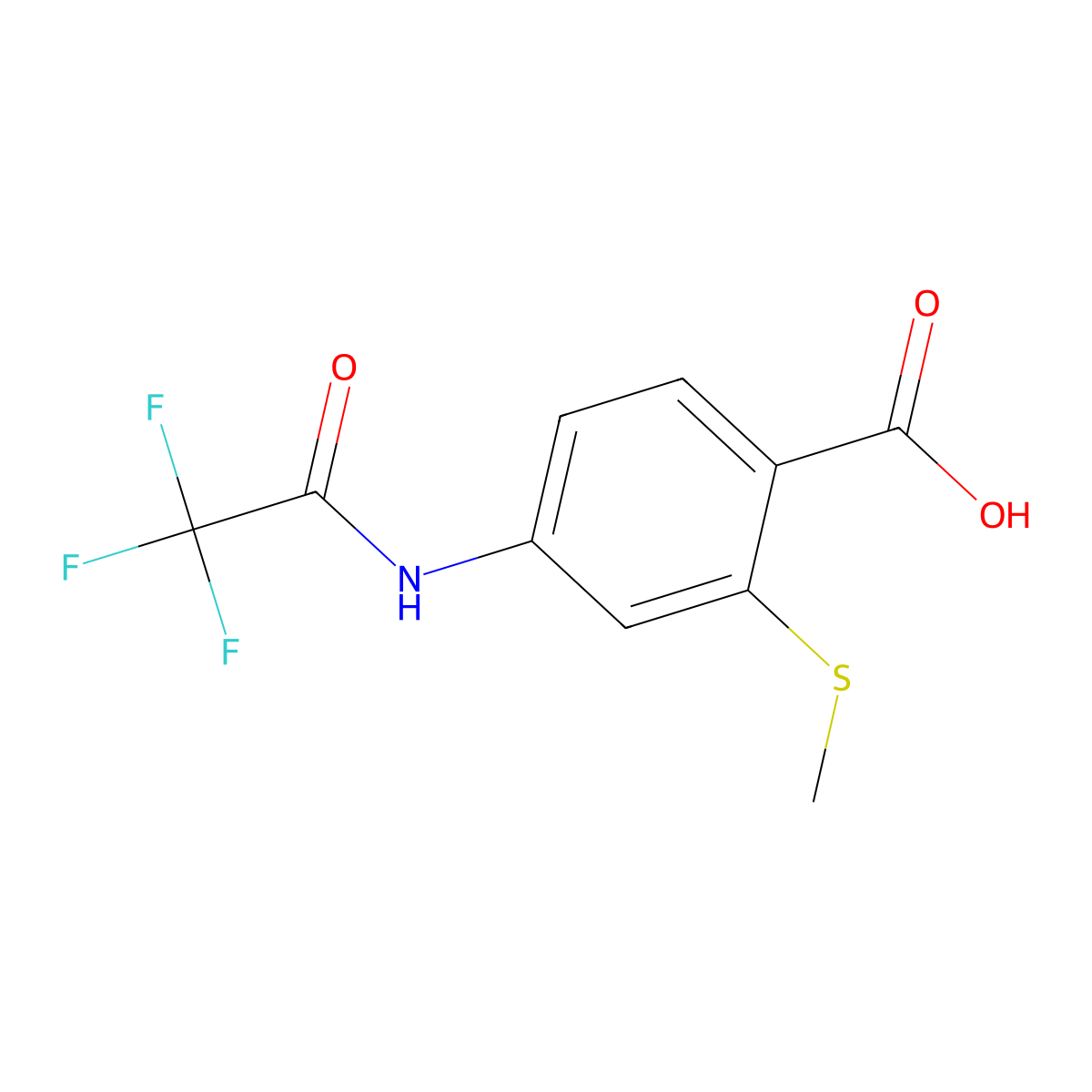 2-(Methylsulfanyl)-4-(2,2,2-trifluoroacetamido)benzoic acid molecular structure, CAS 2680890-97-3