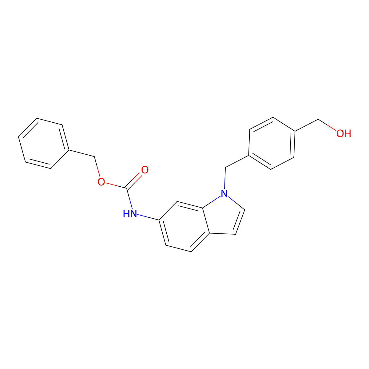 benzyl N-(1-{[4-(hydroxymethyl)phenyl]methyl}-1H-indol-6-yl)carbamate molecular structure, CAS 2680890-98-4