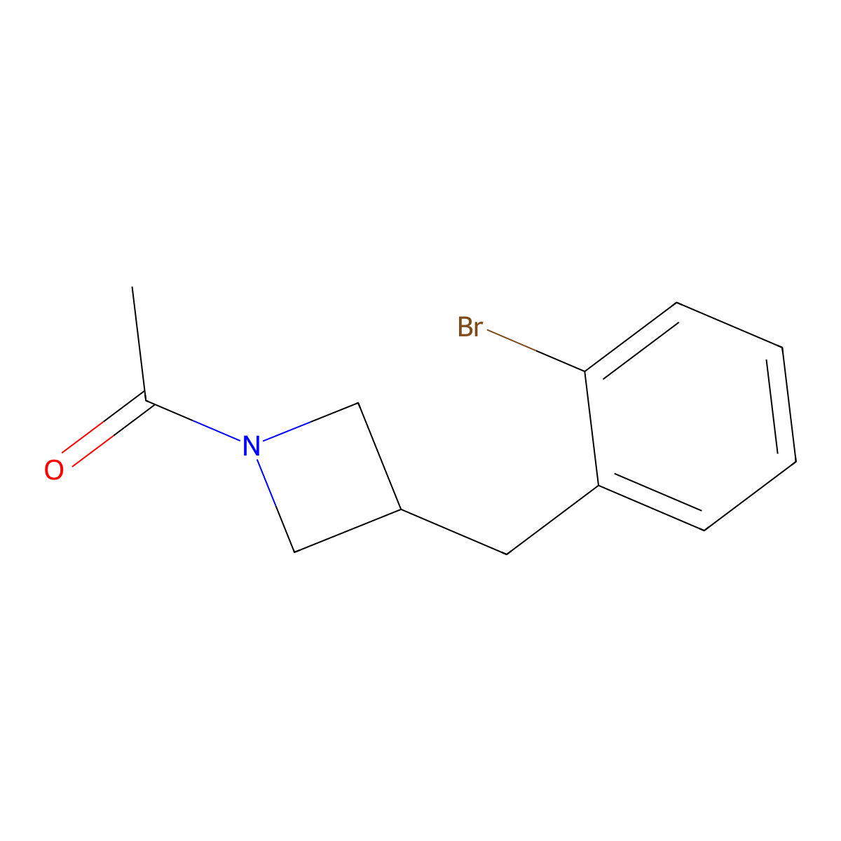 1-{3-[(2-Bromophenyl)methyl]azetidin-1-yl}ethan-1-one molecular structure, CAS 2680891-01-2