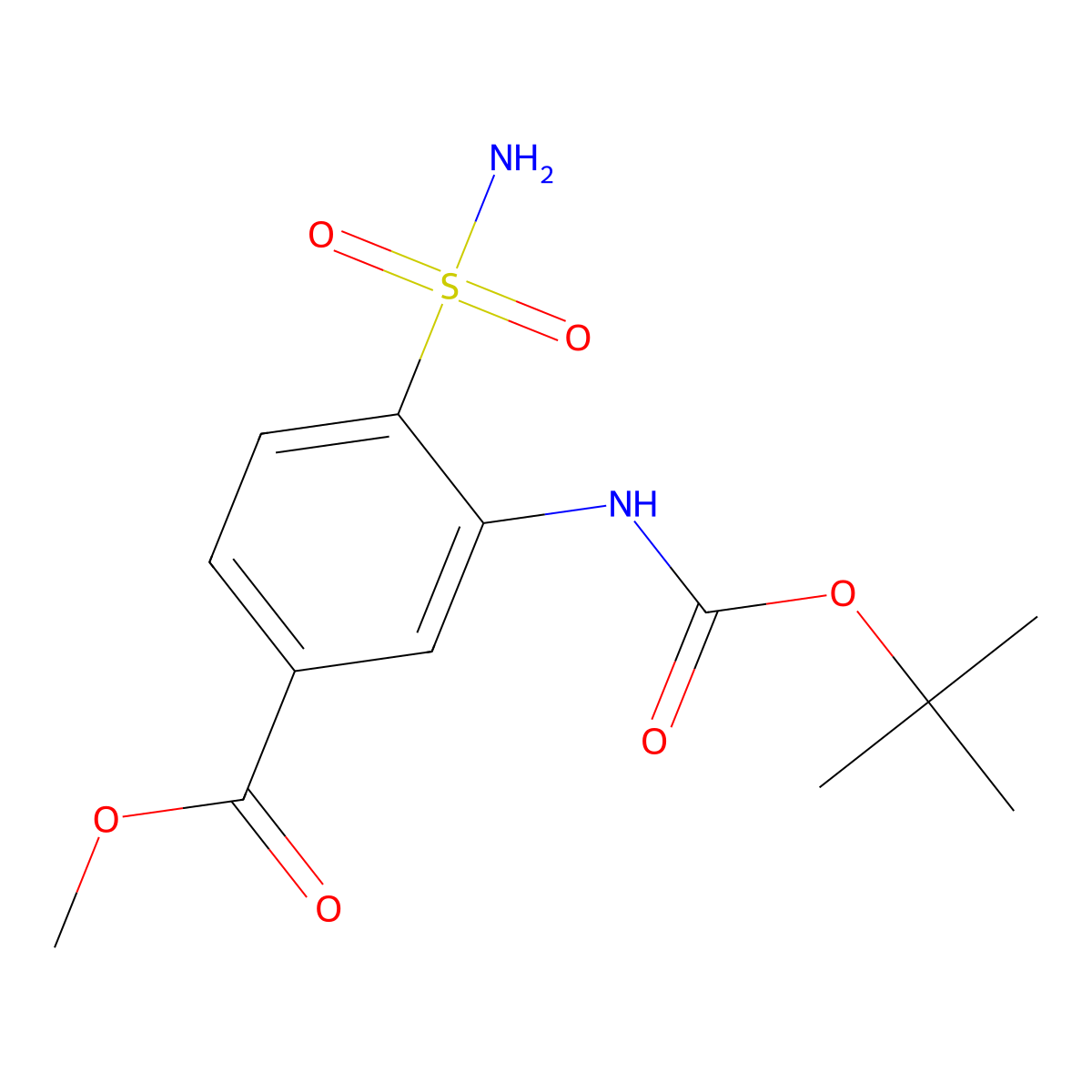 Methyl 3-{[(tert-butoxy)carbonyl]amino}-4-sulfamoylbenzoate molecular structure, CAS 2680891-12-5