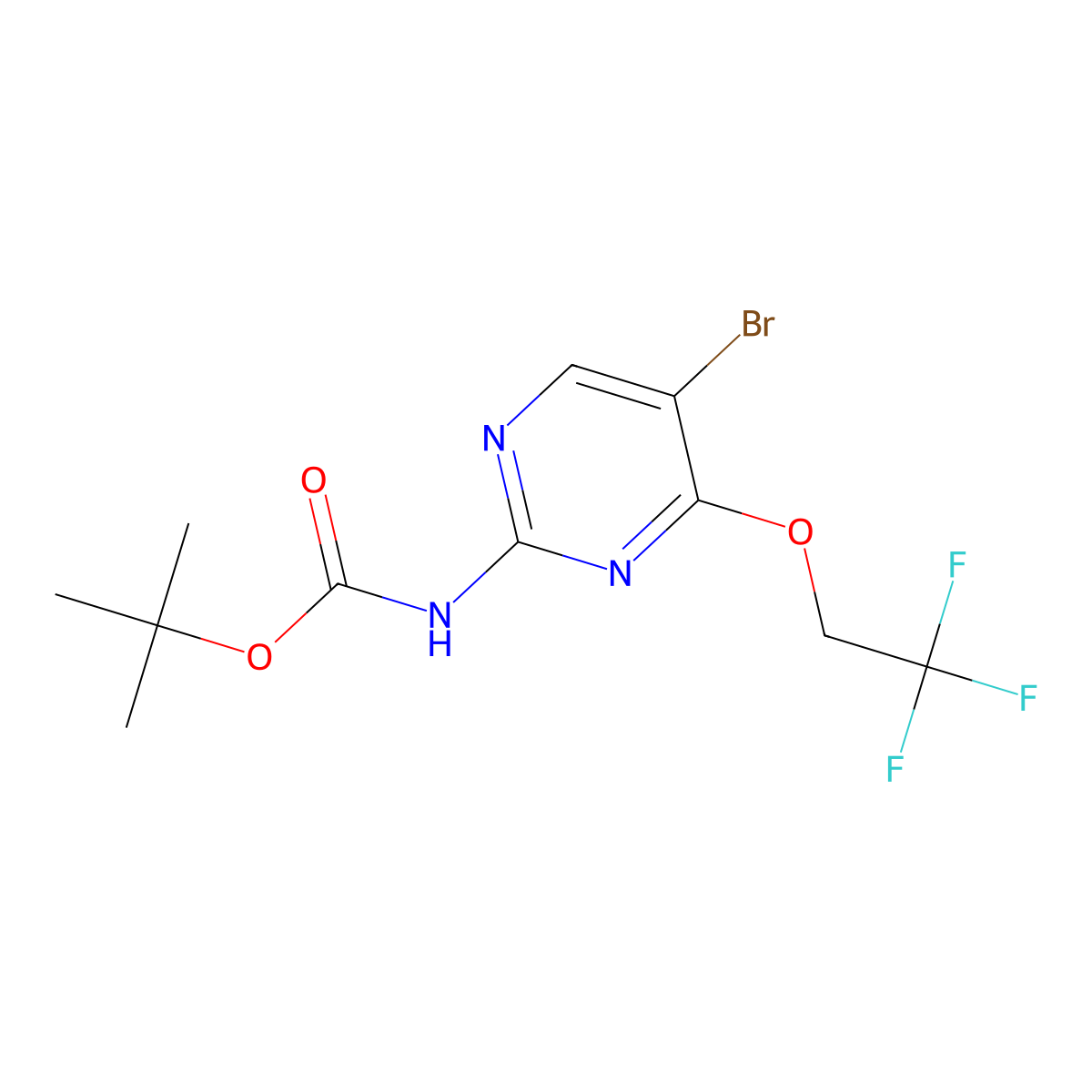 tert-butyl N-[5-bromo-4-(2,2,2-trifluoroethoxy)pyrimidin-2-yl]carbamate molecular structure, CAS 2680891-13-6