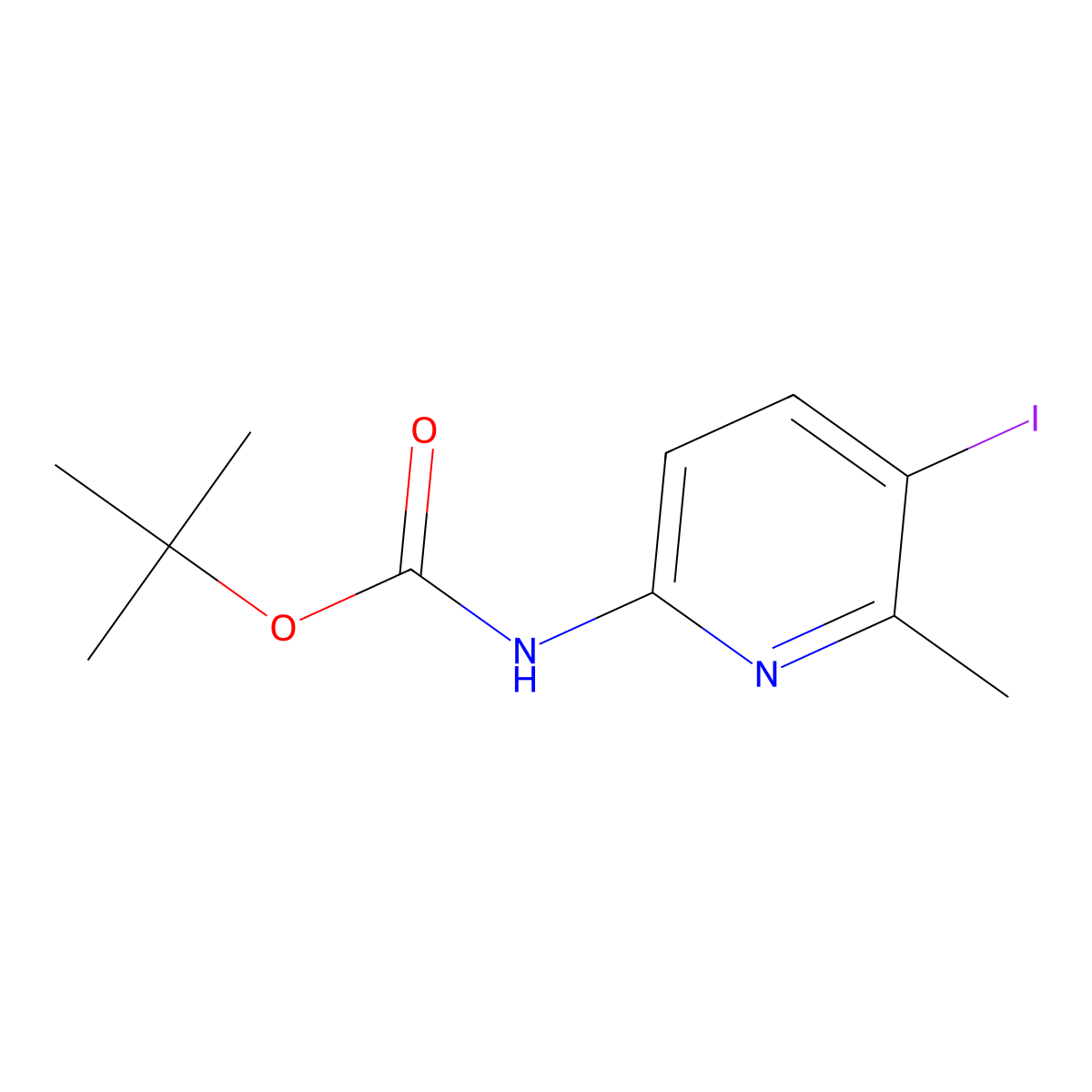 tert-butyl N-(5-iodo-6-methylpyridin-2-yl)carbamate molecular structure, CAS 2680891-14-7