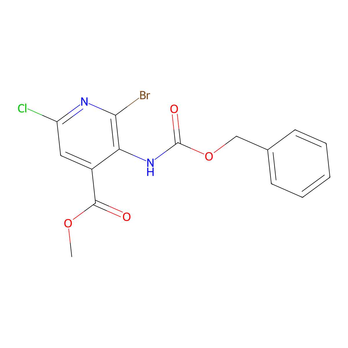 Methyl 3-{[(benzyloxy)carbonyl]amino}-2-bromo-6-chloropyridine-4-carboxylate molecular structure, CAS 2680891-37-4