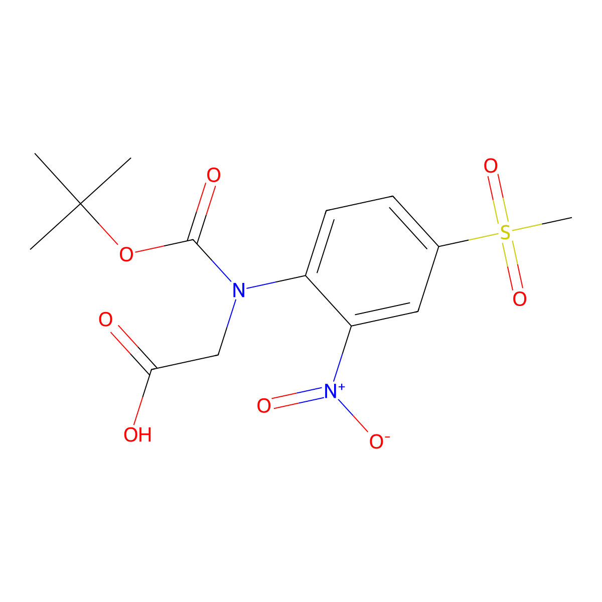 2-{[(Tert-butoxy)carbonyl](4-methanesulfonyl-2-nitrophenyl)amino}acetic acid molecular structure, CAS 2680891-40-9