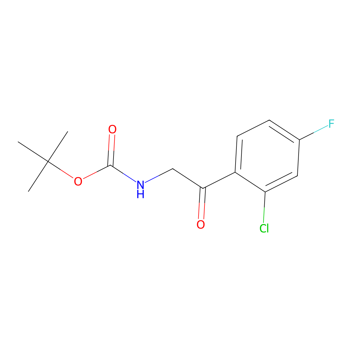 tert-butyl N-[2-(2-chloro-4-fluorophenyl)-2-oxoethyl]carbamate molecular structure, CAS 2680891-42-1